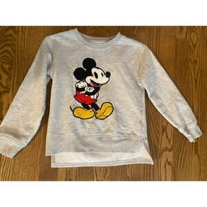 Disney Mickey Patch Sweatshirt Sweater Girls Sz 7 Gray